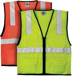 MLK 1191 & 1192 - ANSI Class 2 - Economy 6-Pocket ANSI Mesh Vest - Lime & Orange